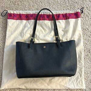 Tory Burch Small Black Leather Tote